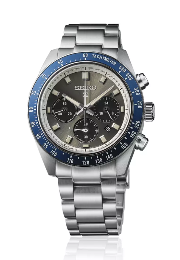 Seiko Prospex ‘Grand Touring’ Solar Speedtimer Chronograph Grey Dial Stainless Steel Band Quartz Watch SSC939P1