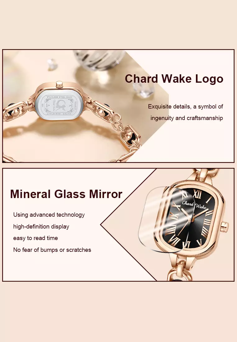 Jam Tangan Wanita Gelang Original Korea Elegan Anti Air Jam Tangan Cewek black