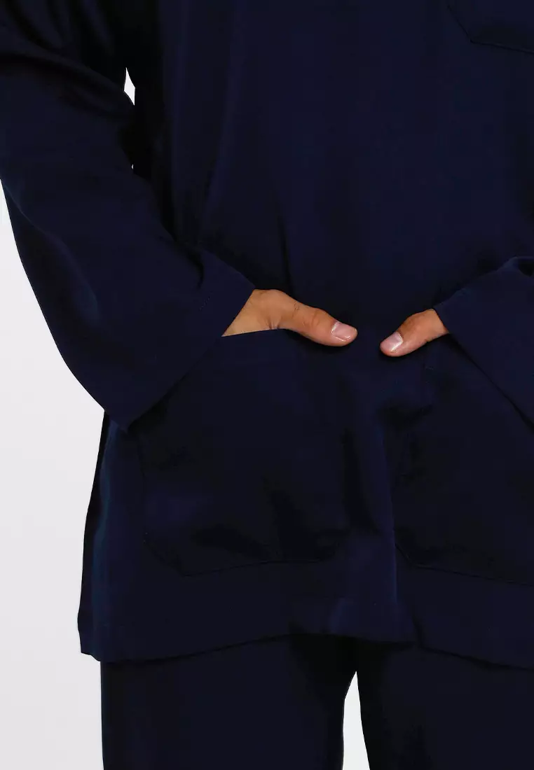 Alain Delon Baju Melayu Regular Fit Sedondon anak Budak  - 19025001-39Navy