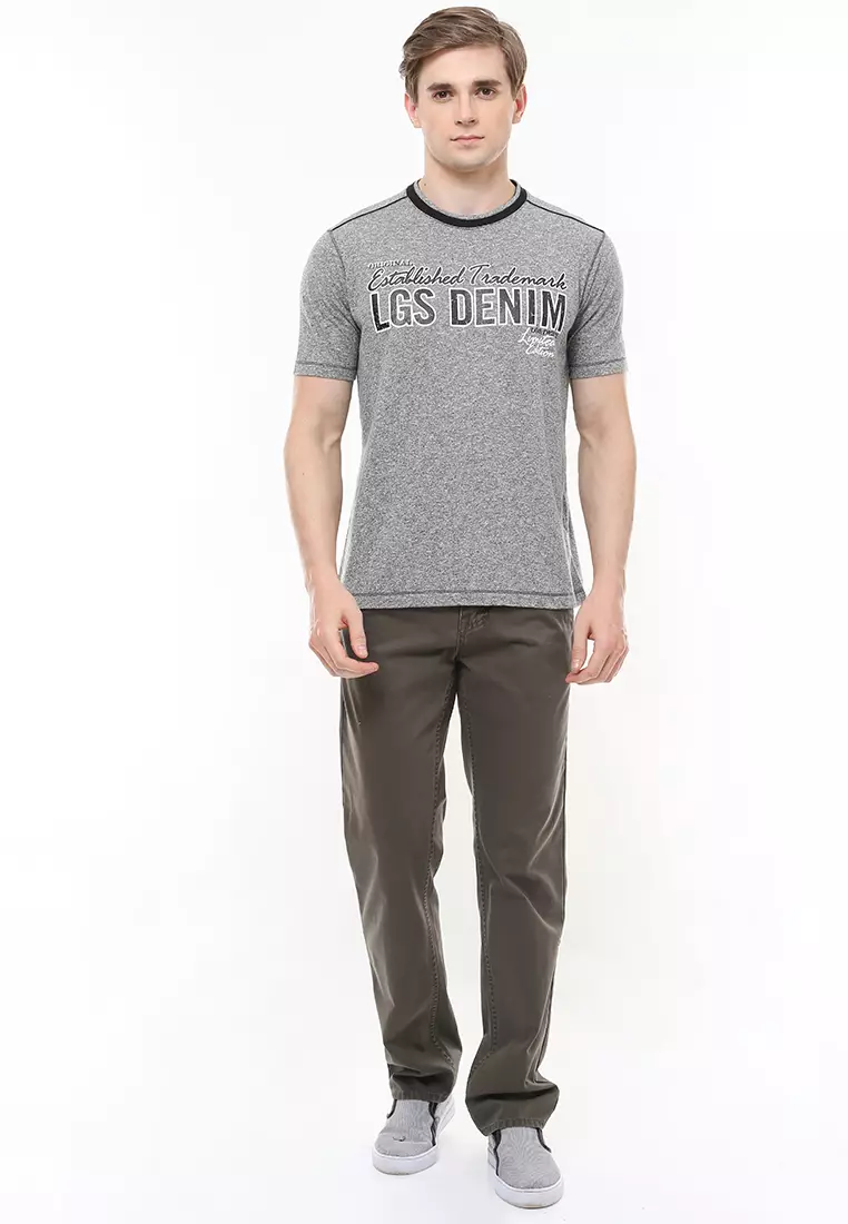 LGS - Slim Fit - Kaos Fashion - Motif Sablon LGS Jeans - Abu - JTS.322.M2458F.01.C