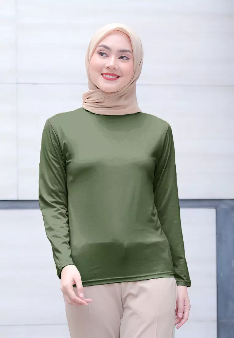 Cotton Bee - Manset Lengan Panjang Aneisha Inner Rayon - Army Green - L 