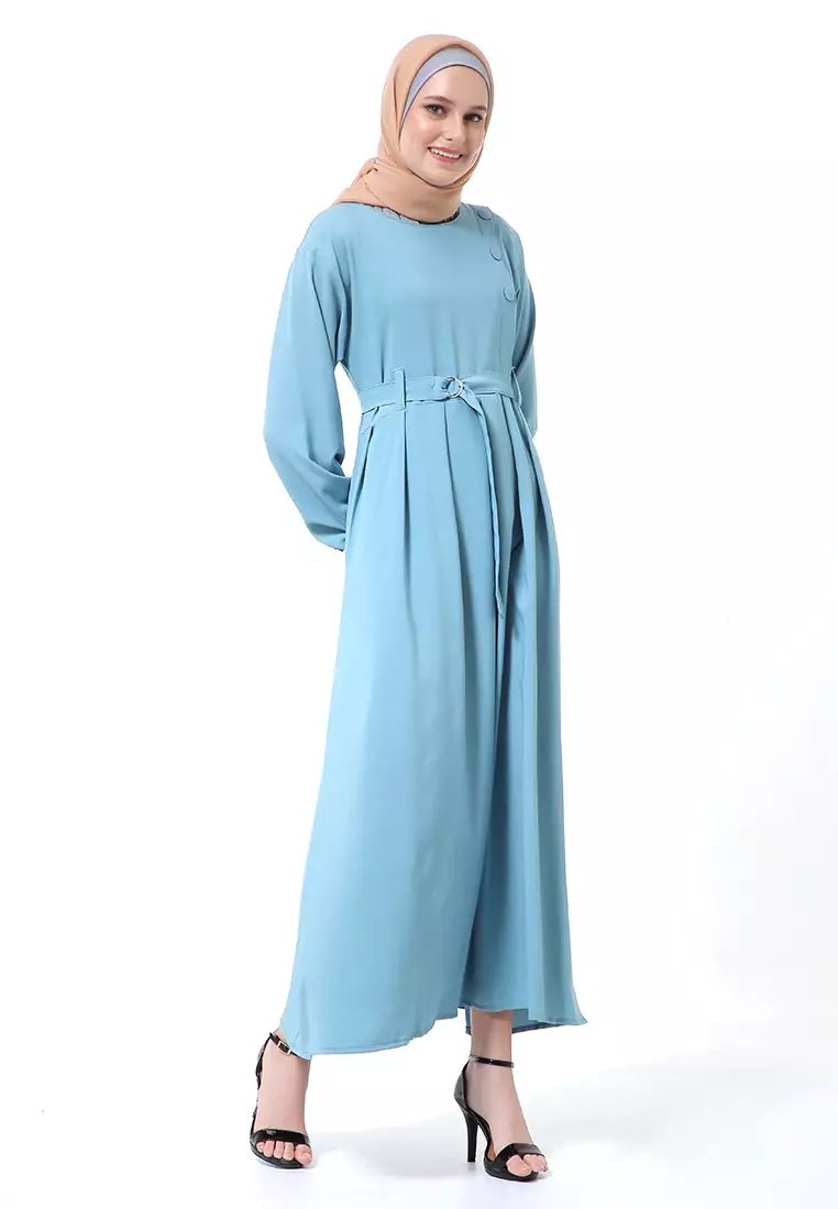 Nelly Gamis Dress Muslimah Wanita Long Sleeve Premium High Quality - Tosca