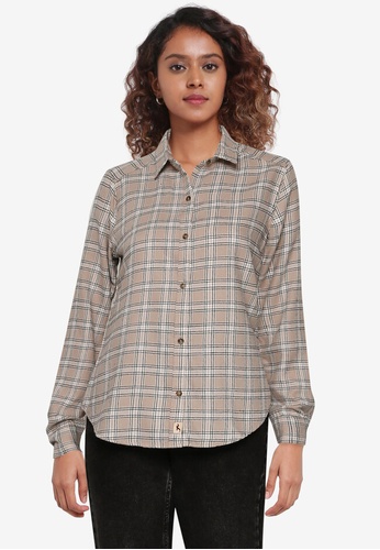 HOLLISTER brown Cyber Drop Flannels Shirt 2D933AA9AD3DC9GS_1