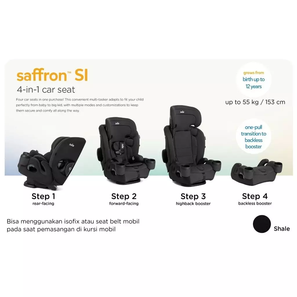 Joie Saffron SI 4-In-1 Car Seat Shale - Kursi Mobil Bayi