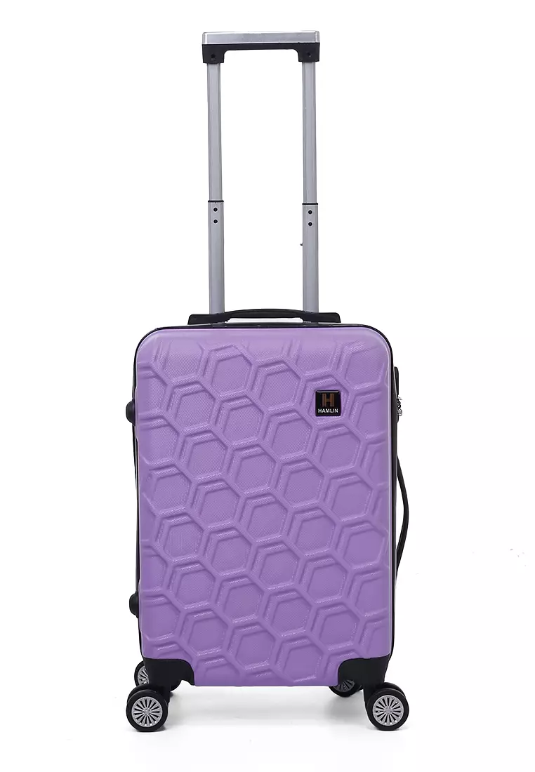 Carlton Koper Hardcase Desain Hexagon Size 20 Inch Suitcase Unisex with Rear Compartment Rubber Slot Material ABS+PVC Coated ORIGINAL - Lilac