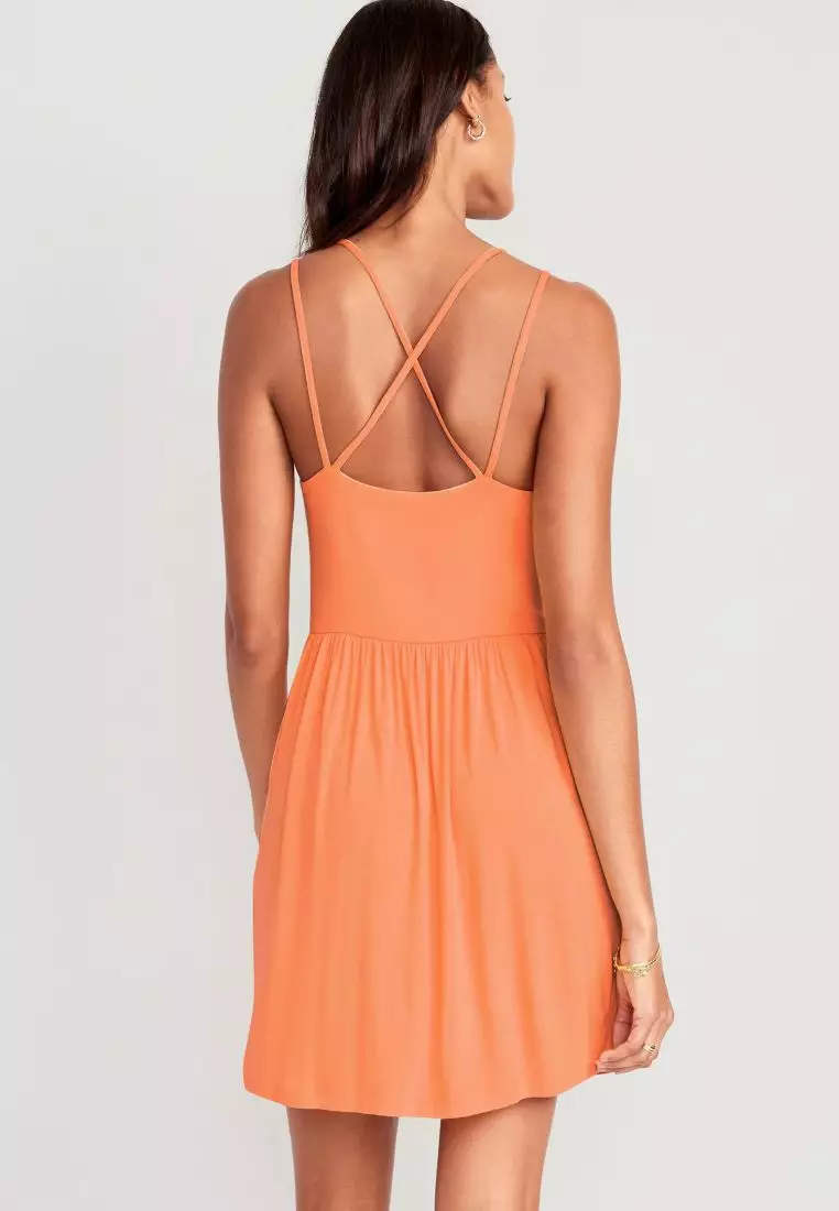 Matching Fit & Flare Cross-Back Mini Cami Dress