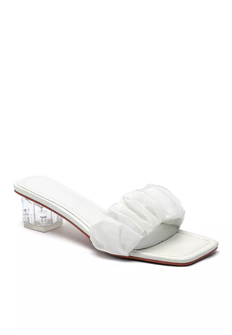 White on sale satin slippers