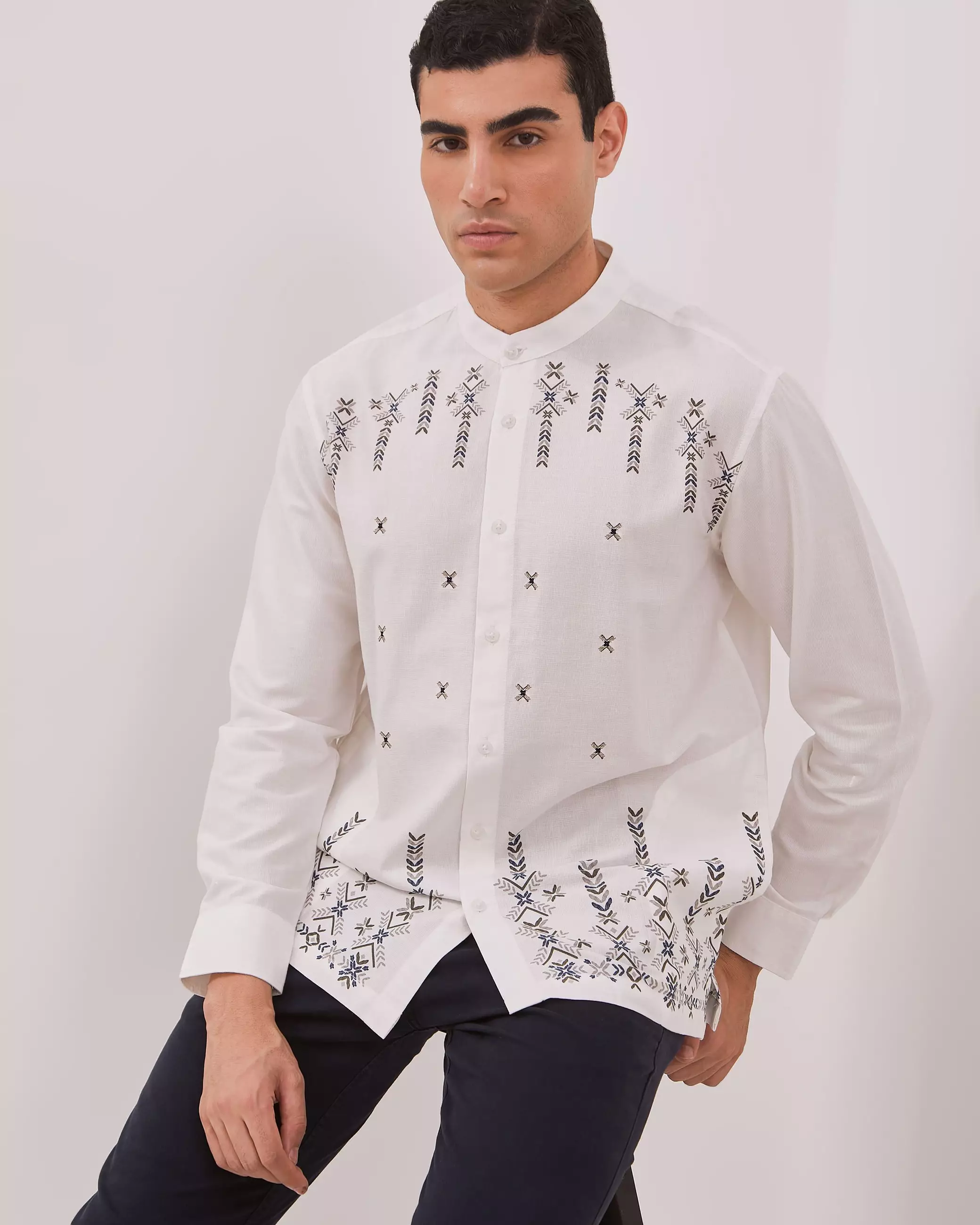 AMK Kemeja Koko Pria Lengan Panjang KK Mahdyah Ls White