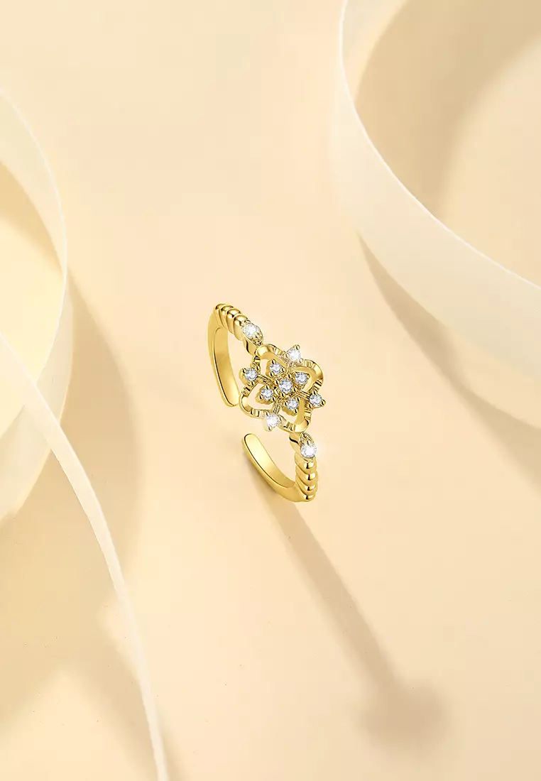 Cincin Wanita Original Flower Bloom  Style Korea Perhiasan Mewah Elegan Cincin Tunangan Cewek Rings