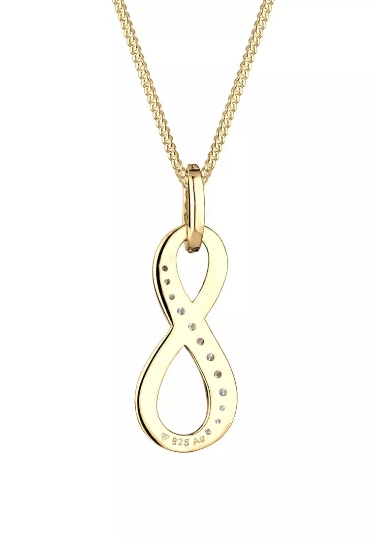 Kalung Perhiasan Perak 925 Wanita Infinity Pendant Symbol Zirconia Gold Plated