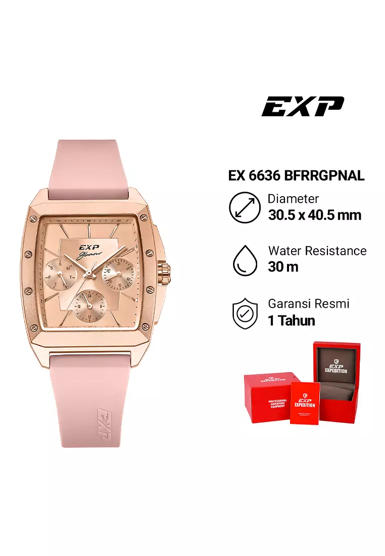 Expedition EXP - Jam Tangan Chronograph Wanita - Rosegold Case - Pink Silicone Strap - 6636BFRRGPNAL