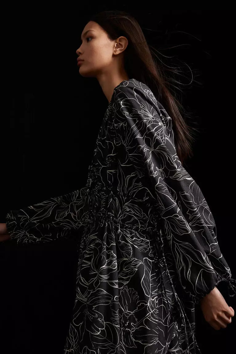 Drawstring-detail dress