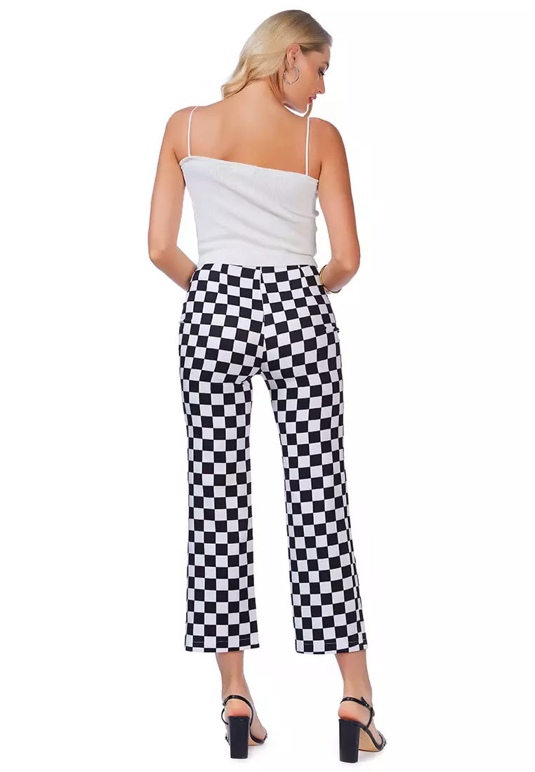 Checkerboard Culottes Pants in Black and White