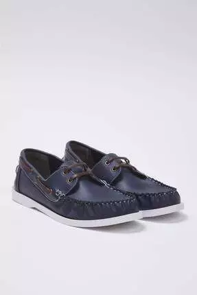 Navy Blue Men's Flat Loafer Shoes Takss25La00018