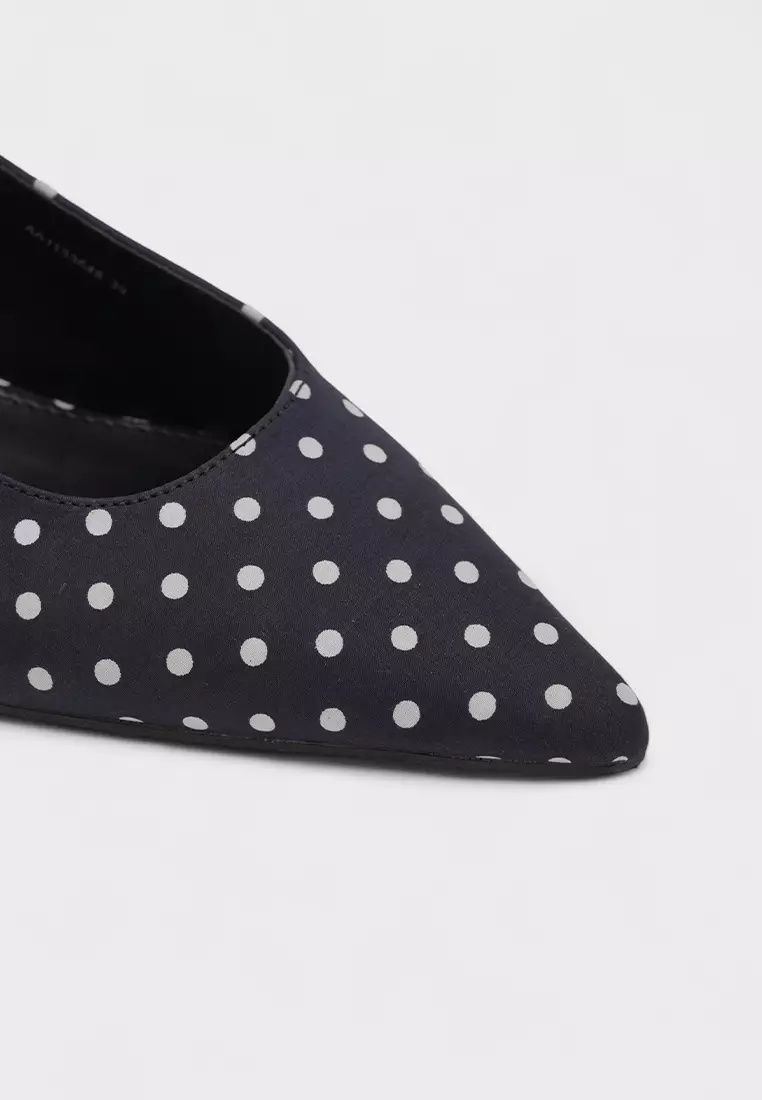 POLKA DOT SLINGBACK HEEL PUMP波点纹露低跟后空鞋
