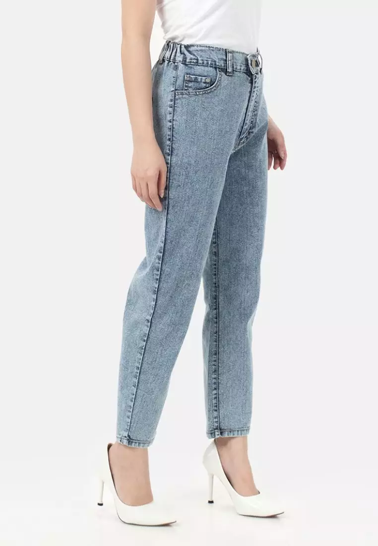 Tapared Two Button Jeans in Aqua