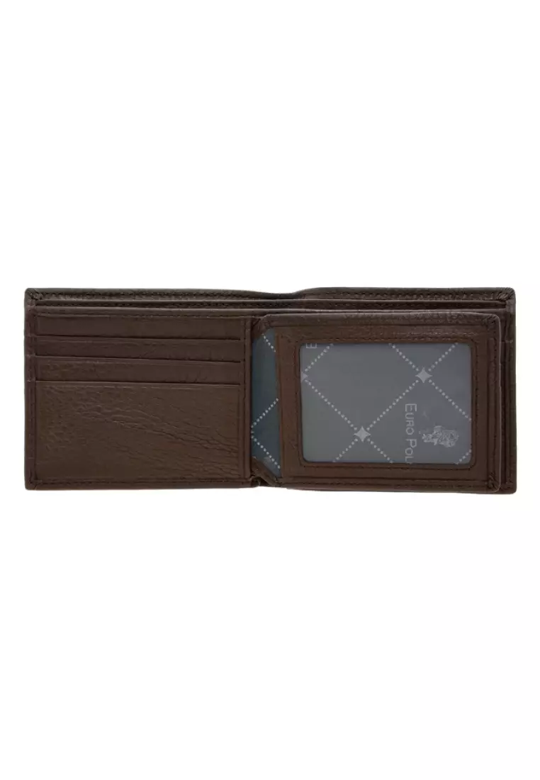 Euro Polo Pebble Leather Flip ID Cards Bifold Wallet EWB 40353