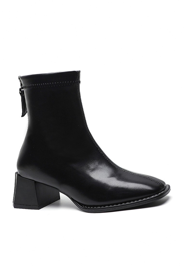 Microfiber Leather Block Heel Martin Boots WW1028