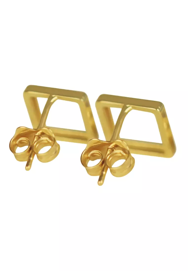 Square Frame Studs Earrings 18k Gold