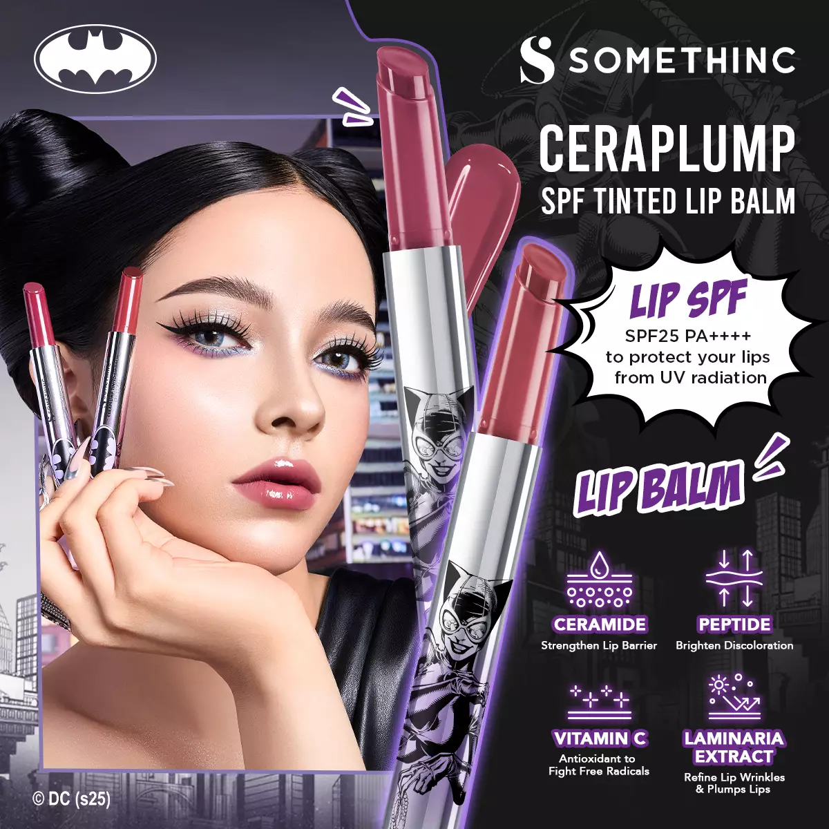 SOMETHINC Ceraplump Tinted Lip Balm SPF25 PA++++ - Flirty (Batman Edition)