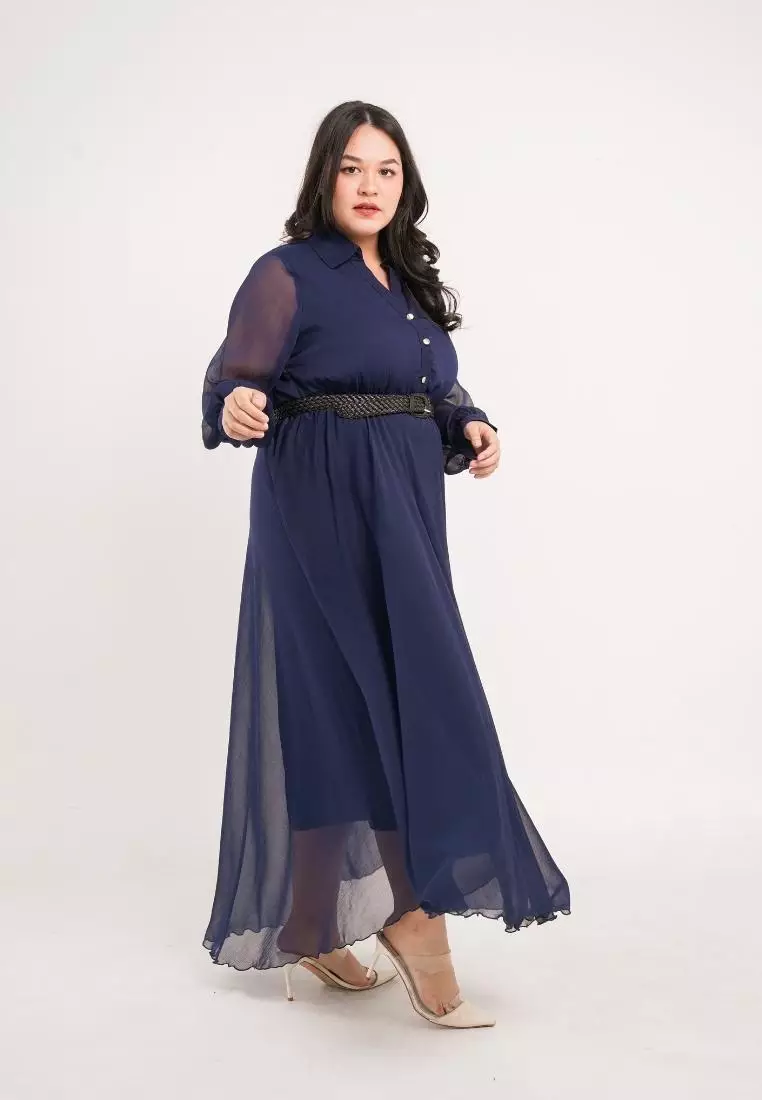 Plus Size Party Dress Lunar Navy
