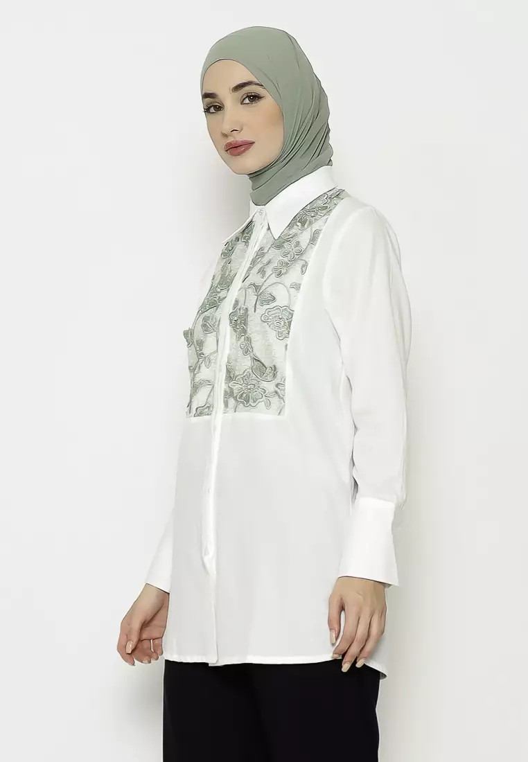 Urban Exchange Miranda Green Shirt - Atasan Tunik Kemeja Hijau Warna Green