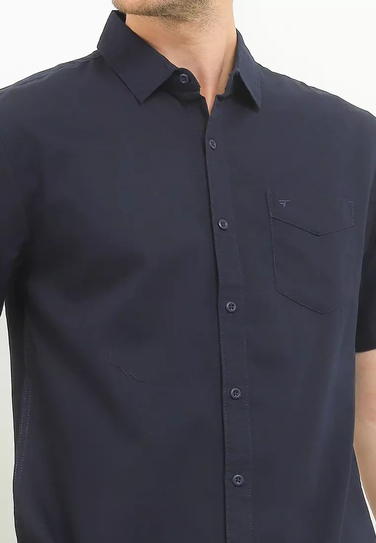 Kemeja Lengan Pendek Basic Slim Fit - Navy