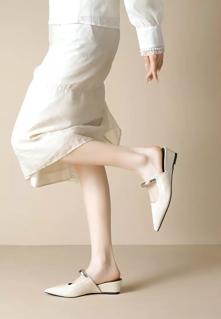 4CM Hidden Heel Buckle Strap Mules WW966-1