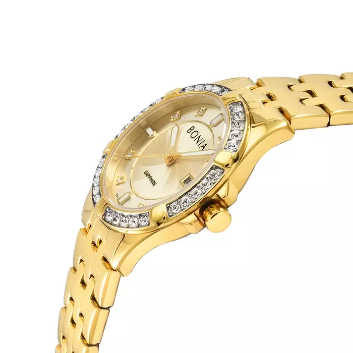 Jam Tangan Wanita Bonia Elegance Gold Dial Analog B10804-2227S Original