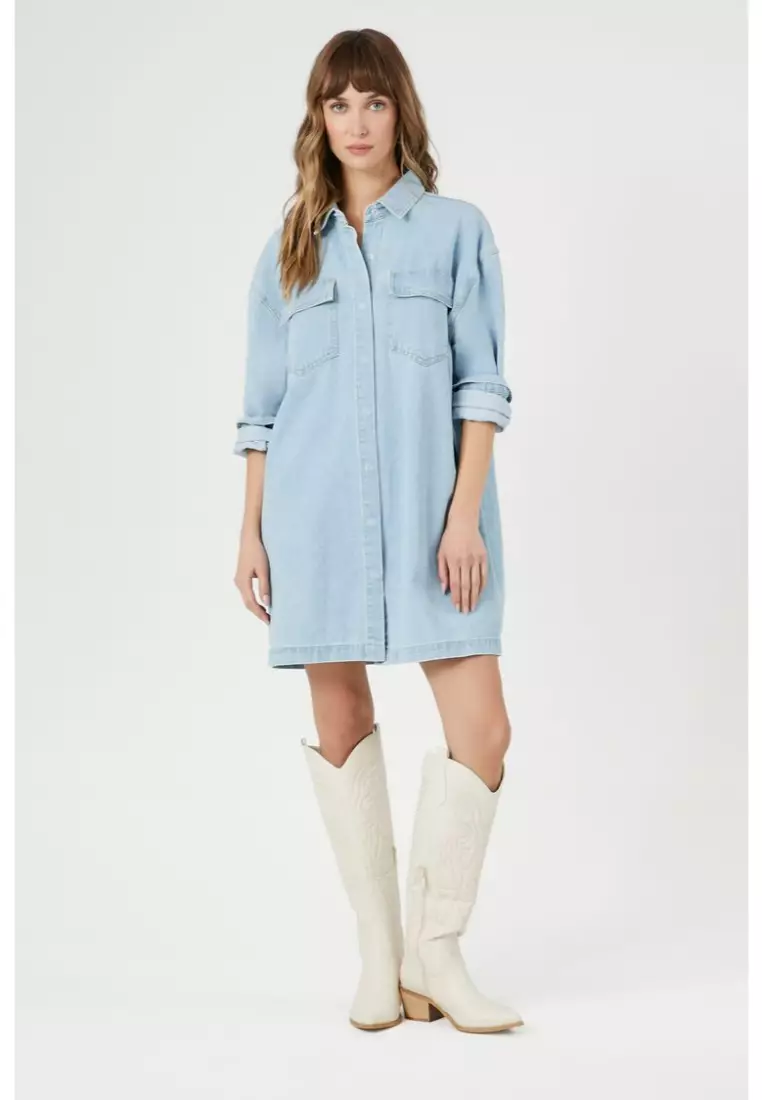 Forever 21 white denim cheap dress