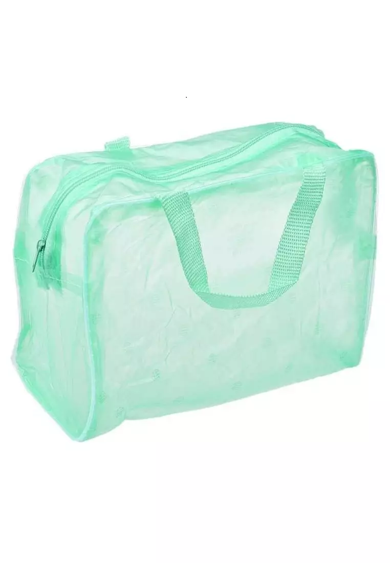 Erley Tas Perlengkapan Mandi Kosmetik Make Up Motif Floral Waterproof  Material PVC ORIGINAL - Green