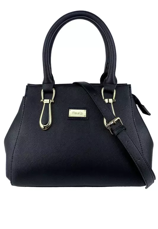 Faux Leather Top Handle Bag