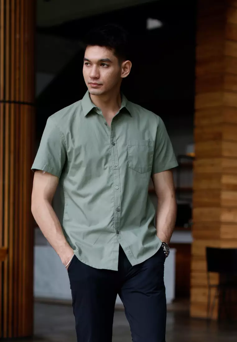 Oxcon Short Sleeve Business Shirt soft cotton Sage