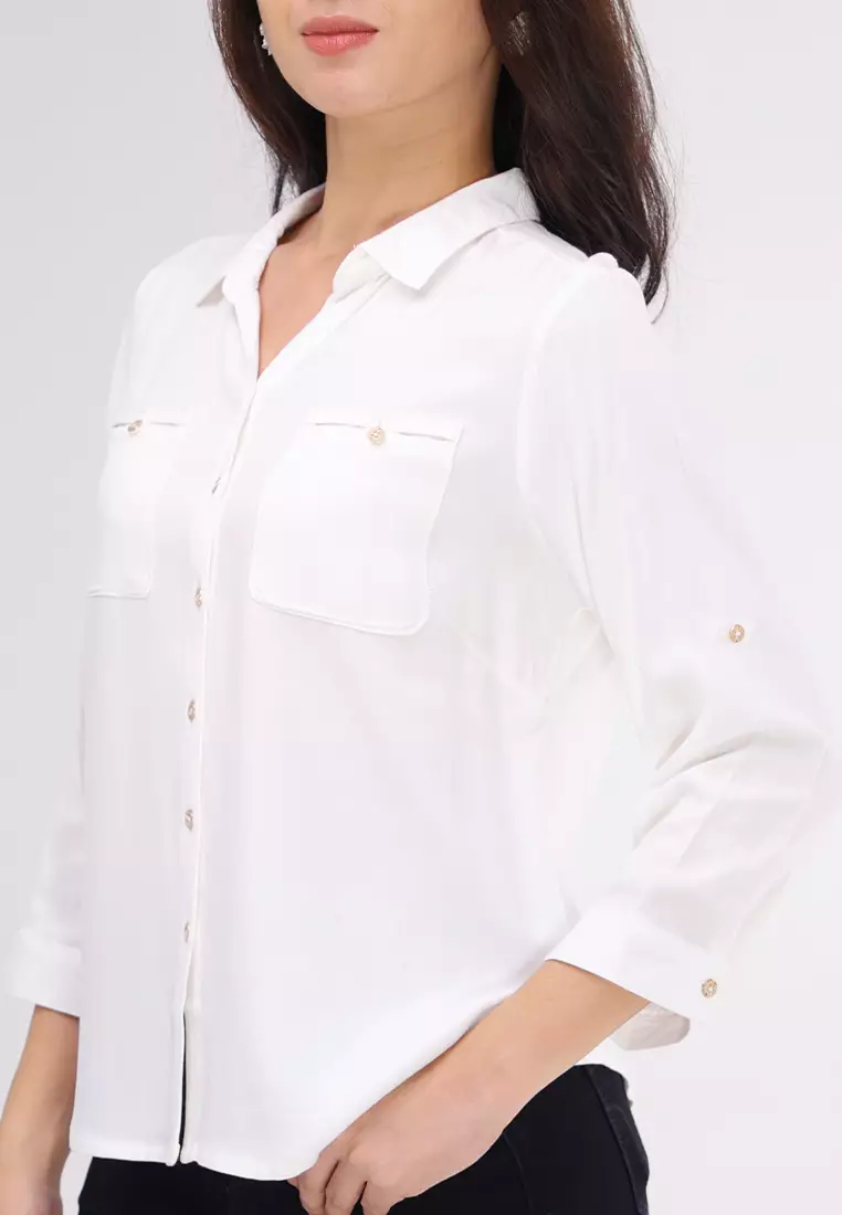 Woven Plain Boldtwill 3/4 Slv. Blouse