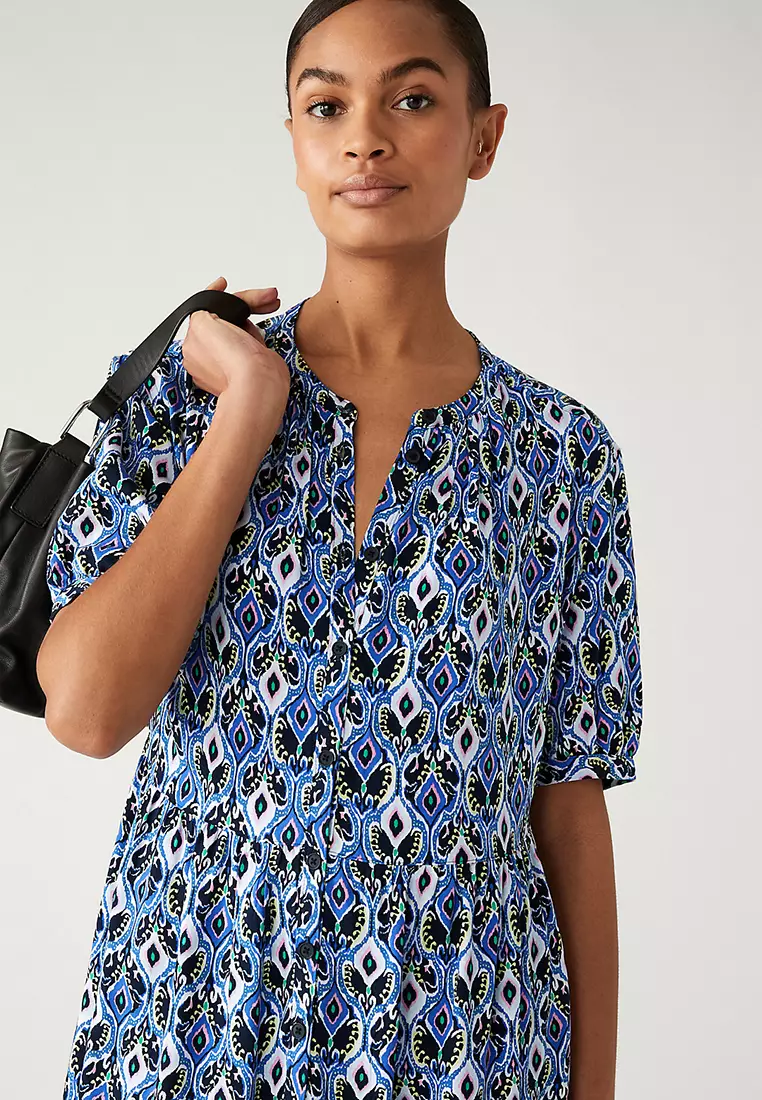 Printed Knee Length Shirt Dress