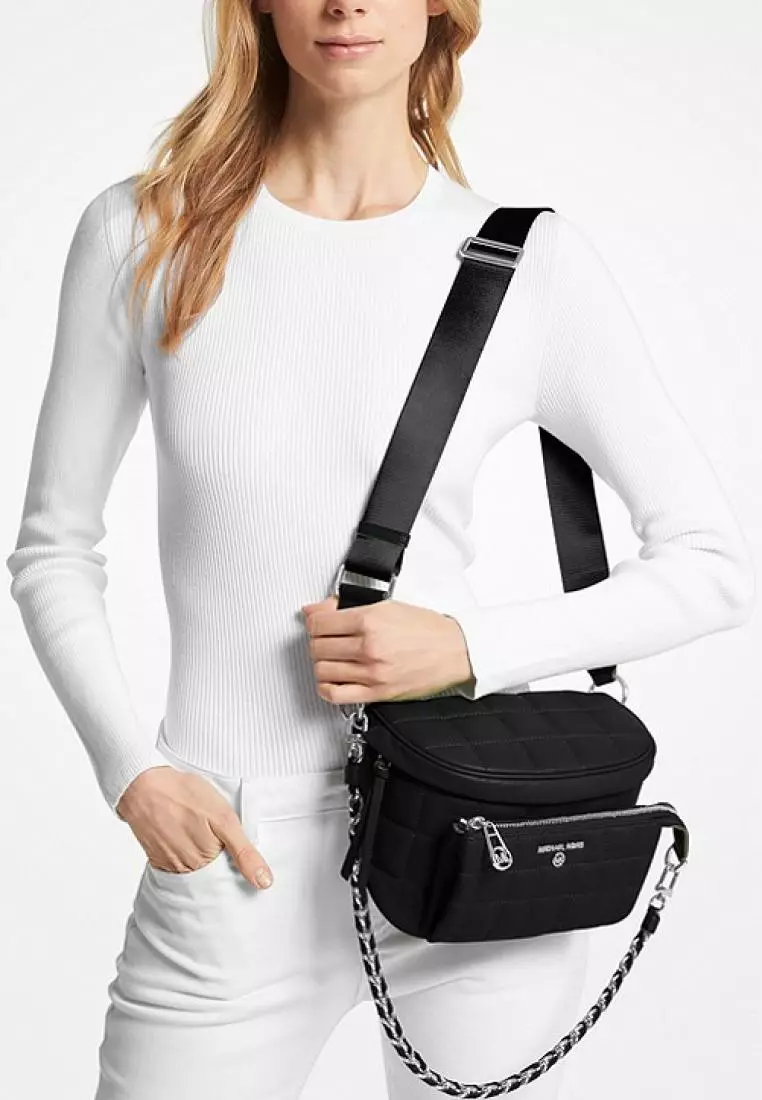 Michael Kors Slater Medium Quilted Leather Sling Pack Black