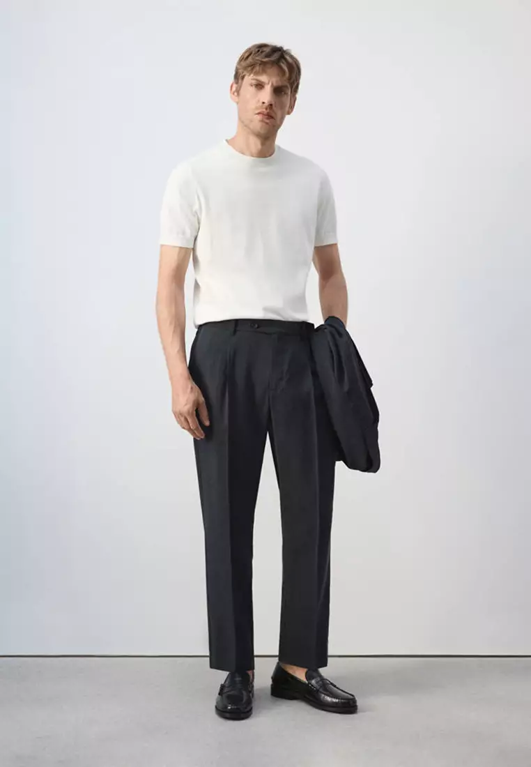 Regular-Fit Pleated Trousers