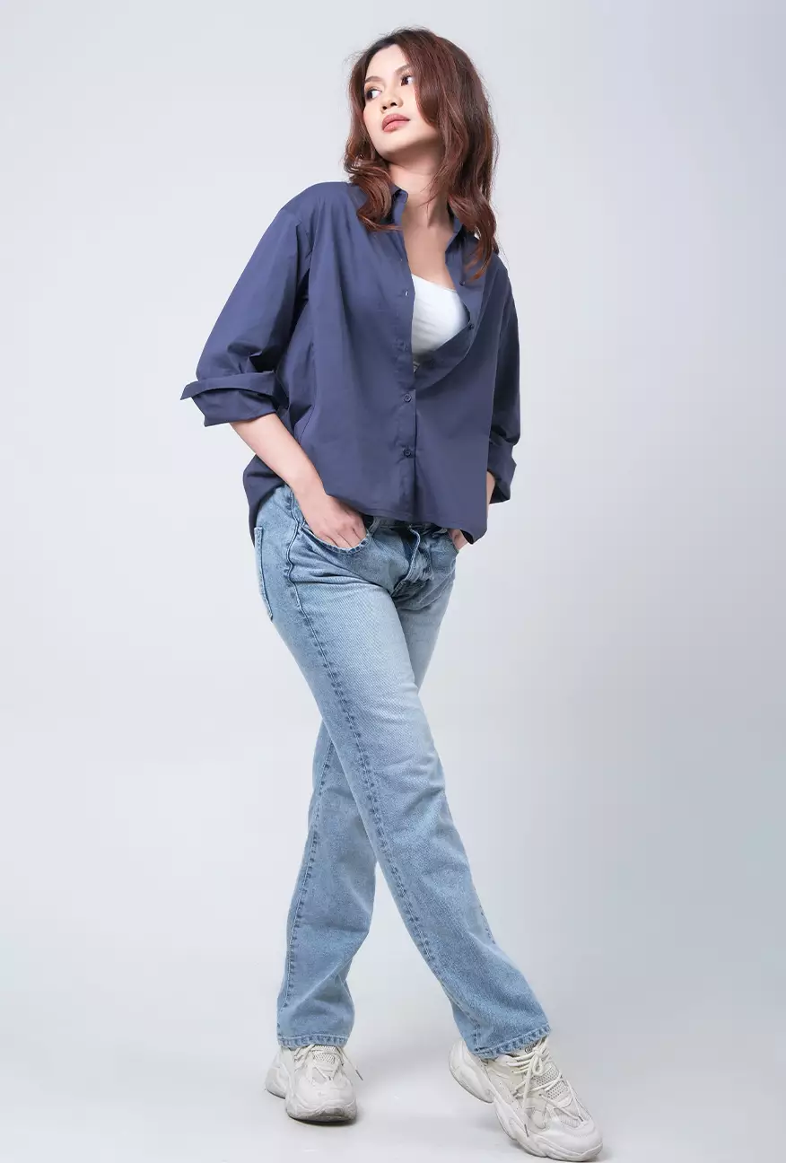 Kemeja Wanita Raquel Navy