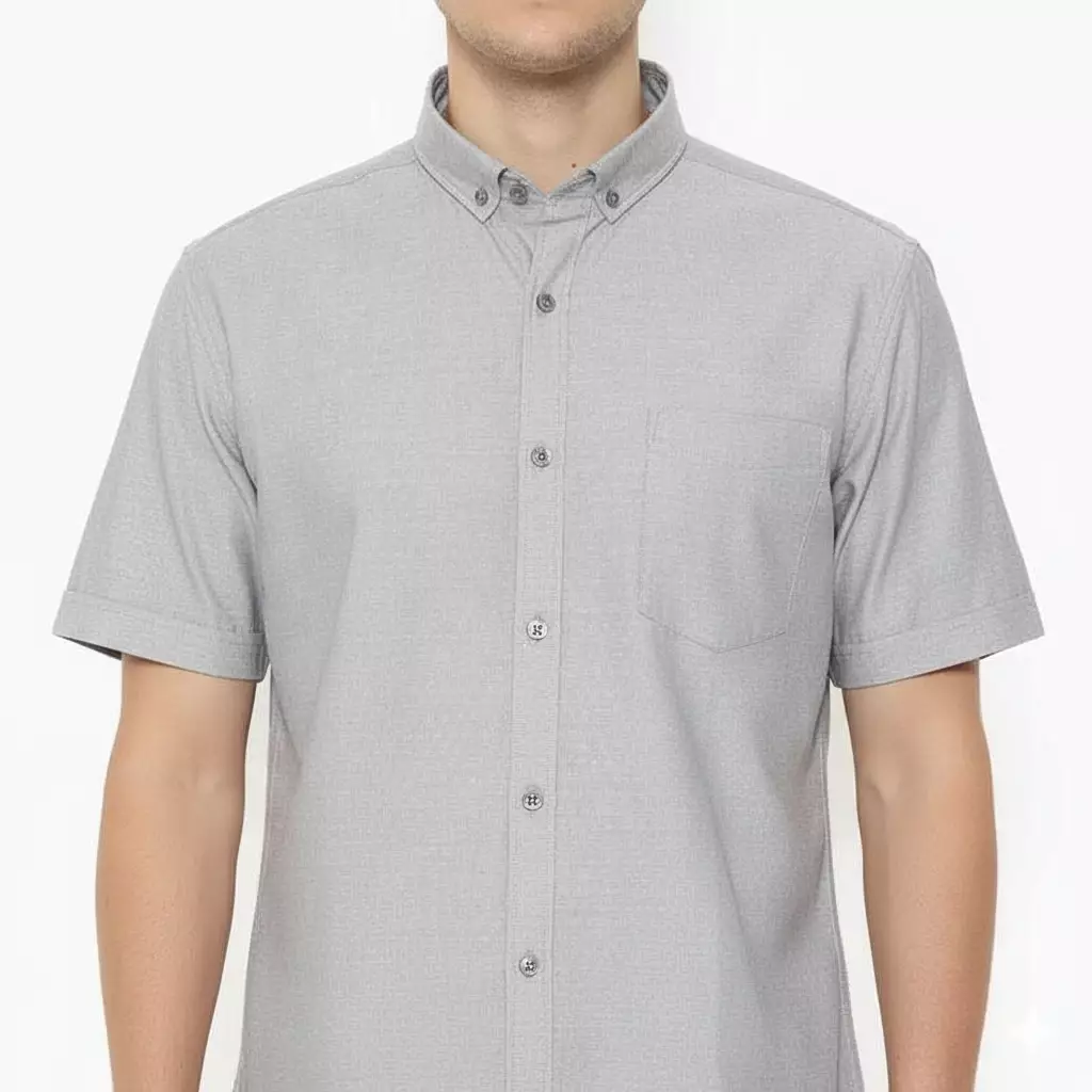 Lawell Kemeja Pria Lengan Pendek Polos Bahan Katun Warna Abu – MAXWELL