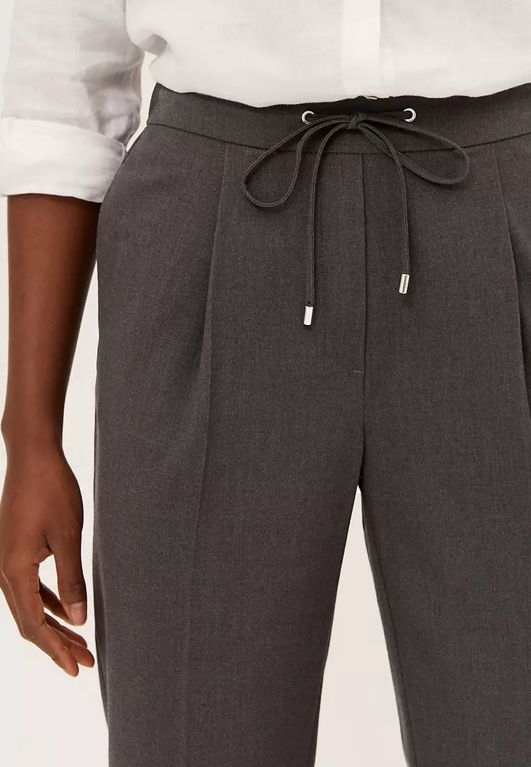 Drawstring Tapered Ankle Grazer Trousers