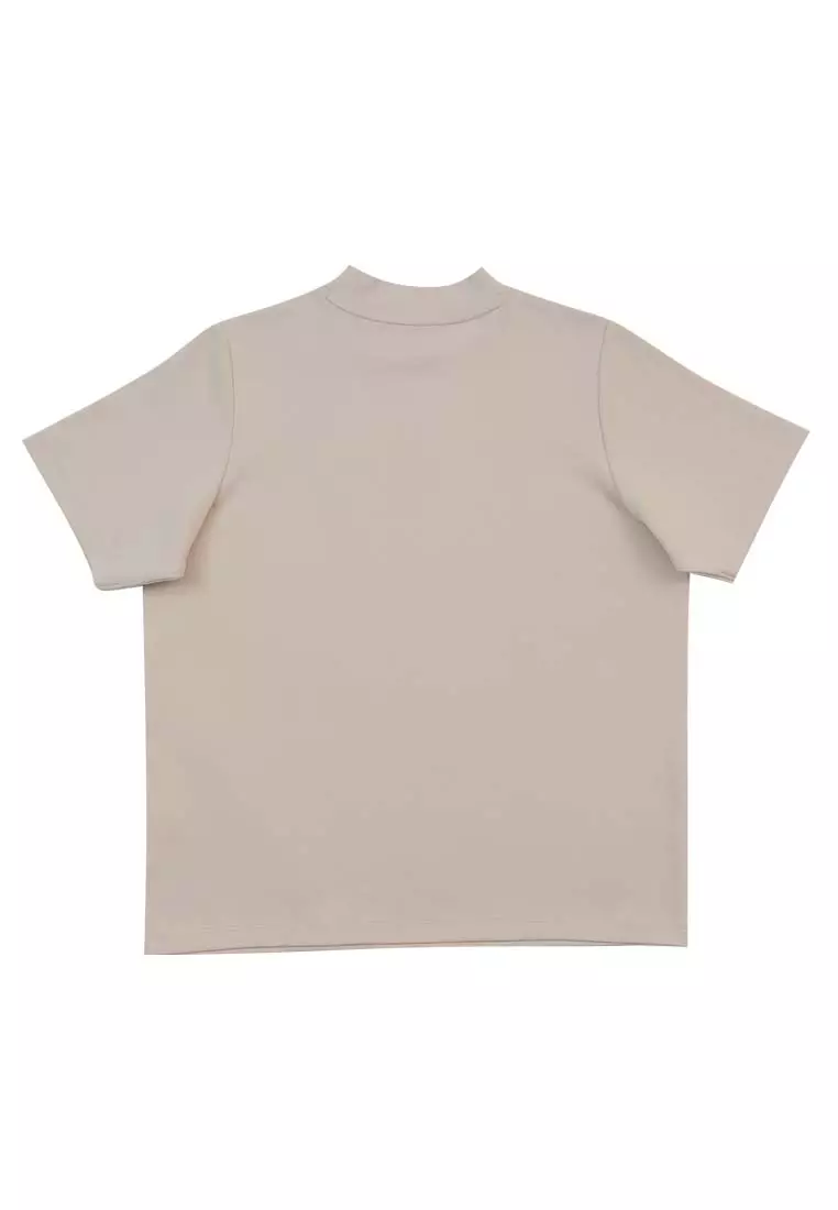 Women's Cotton Spandex Mock Neck Comfort Fit Tee