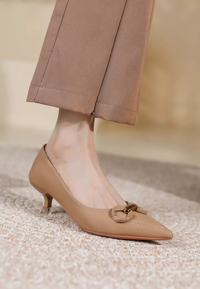 4CM Pointy Metal Buckle Pumps XJ3186-8