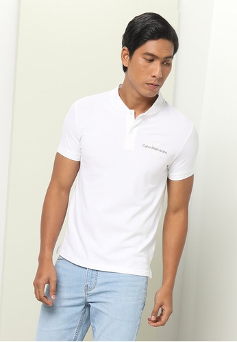 CALVIN KLEIN white 2Tone Polo Shirt-Calvin Klein Jeans CBCE9AAB6947E0GS_1