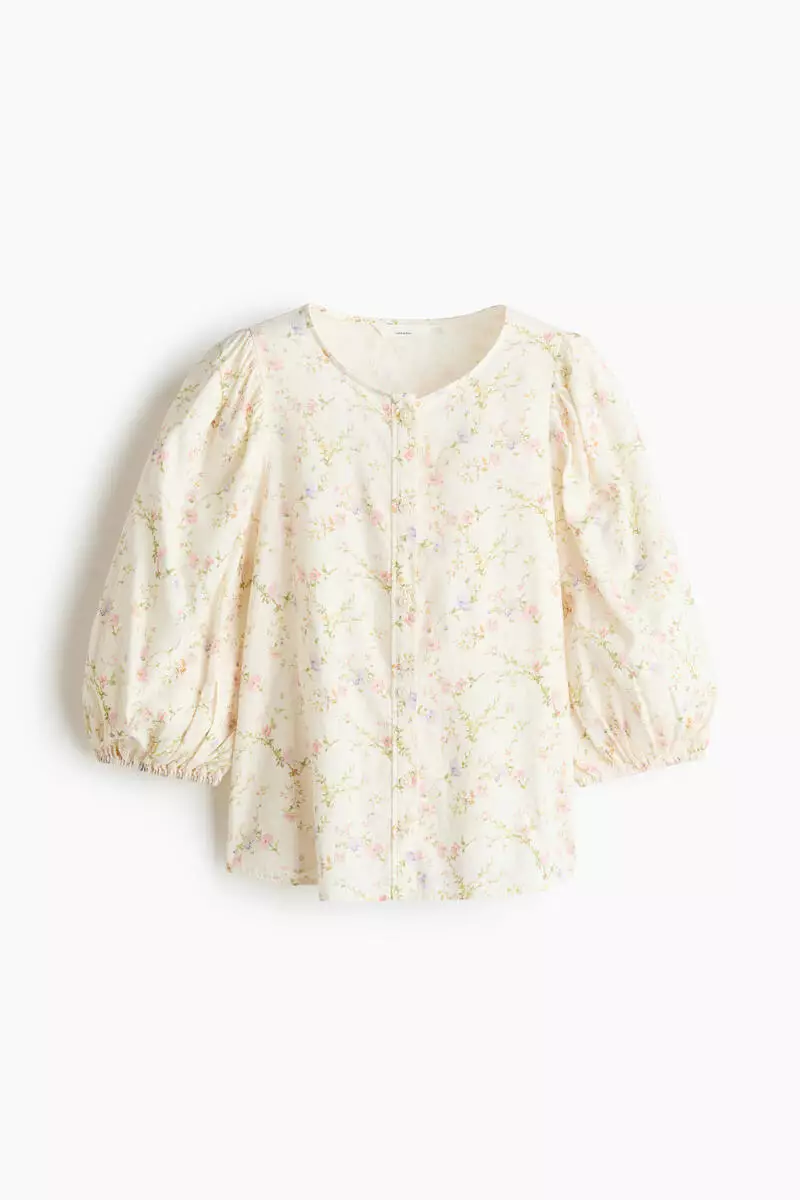 Linen-blend blouse