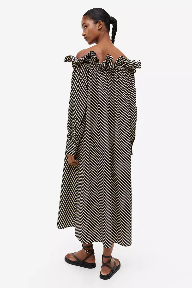 knee length dresses for ladies H&M Beige Off The Shoulder Knitted Maxi Dress Size Large – Sunshine Thrift