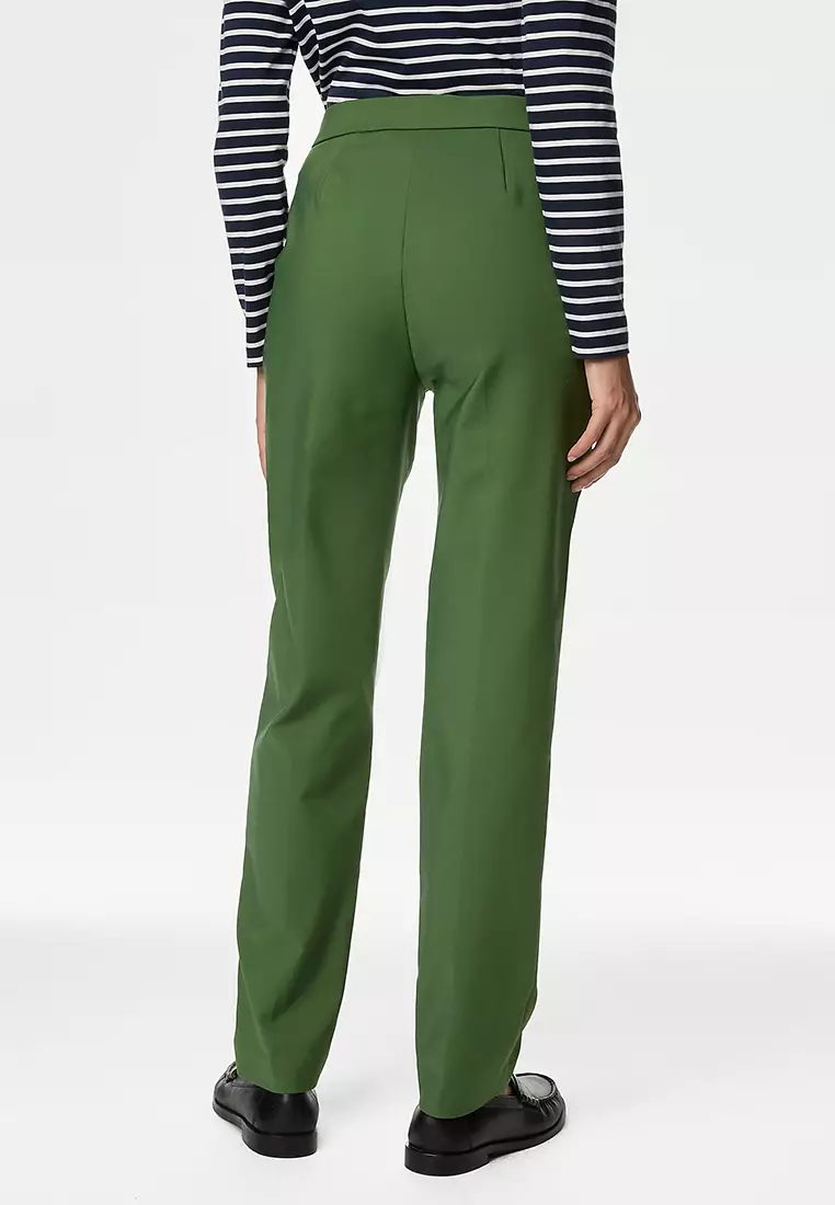 Cotton Blend Slim Fit Ankle Grazer Trousers