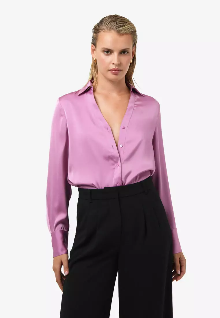 Lila V-Neck Satin Blouse
