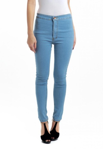 Jerelyn Highwaist Skinny Jeans no Pocket in Light Blue