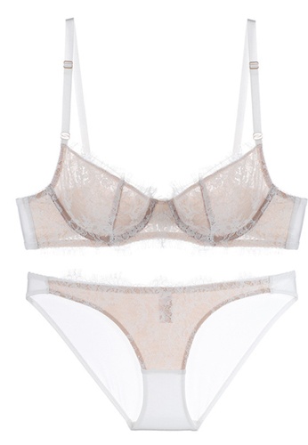 ZITIQUE white French Lace Transparent Ultra-thin Steel Bra And Panty Set-White F0792US9C82B5CGS_1