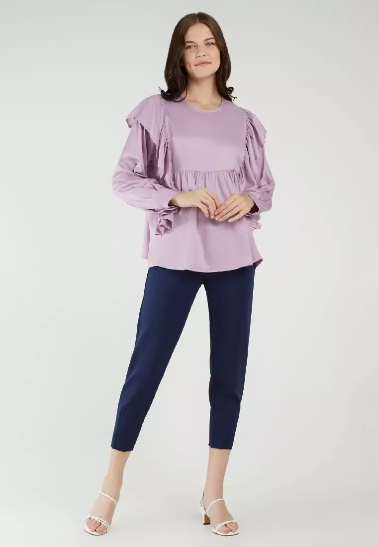 Mayonette Novalee Top - Baju Atasan Wanita Terbaru Blouse Korean Style - Lilac